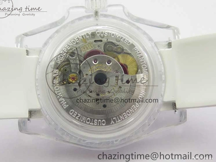 0518 Affordable Submariner Phantomlab Transparent KZF Best Edition Blue Space Dial on White Rubber Strap VR 2566